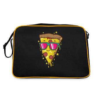 Pizza slice with sunglasses - Retro Bag - black/gold - Back