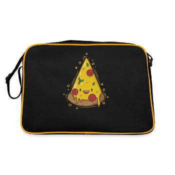 delicious pizza with salami - Retro Bag - black/gold - Back