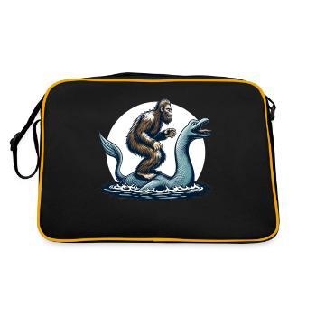 Bigfoot Sasquatch Riding The Loch Ness Monster - Retro Bag - black/gold - Back