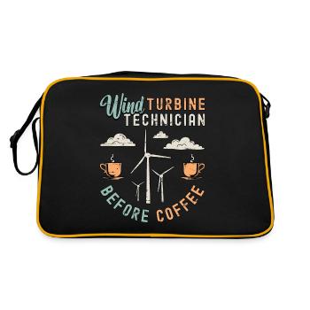 Wind Turbine Technician Before Windmill Coffee - Retro Tasche - Schwarz/Gold - Hinten