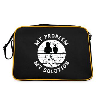 Wind Turbine Tech My Problem My Pictogram Dad Mom - Retro Tasche - Schwarz/Gold - Hinten