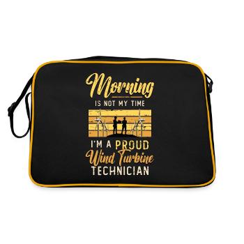 Wind Turbine Tech Morning Is Not My Time Windmill - Retro Tasche - Schwarz/Gold - Hinten
