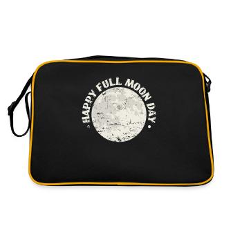 Happy Full Moon Day Nacht Himmel - Retro Tasche - Schwarz/Gold - Hinten