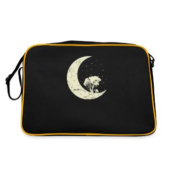 Lune avec arbre et cratère de ciel nocturne de maison - Sac Retro - noir/or - Dos