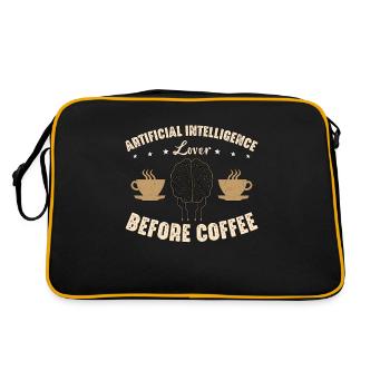 Artificial Intelligence Lover Before Robots Coffee - Retro Tasche - Schwarz/Gold - Hinten