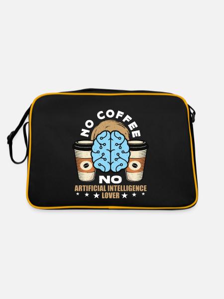 Artificial Intelligence No Coffee No Cyborg Coffee - Retro Tasche - Schwarz/Gold - Hinten
