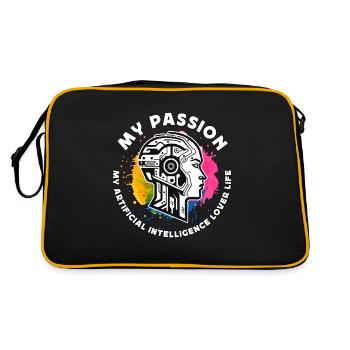 Artificial Intelligence My Passion My Programmer - Retro Tasche - Schwarz/Gold - Hinten