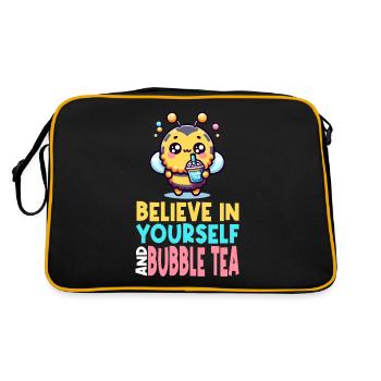 Kawaii Bee Bubble Tea Believe in Yourself Fun - Retro Bag - black/gold - Back