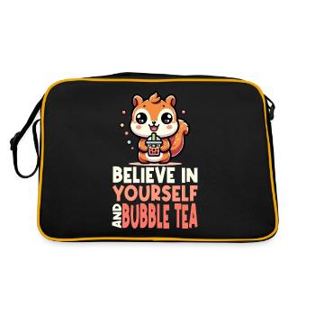 Kawaii Squirrel Bubble Tea Croyez en vous - Sac Retro - noir/or - Dos