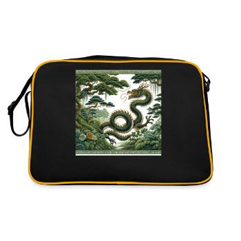 Chinese Dragon Art Mystical Forest Spirits - Retro Bag - black/gold - Back
