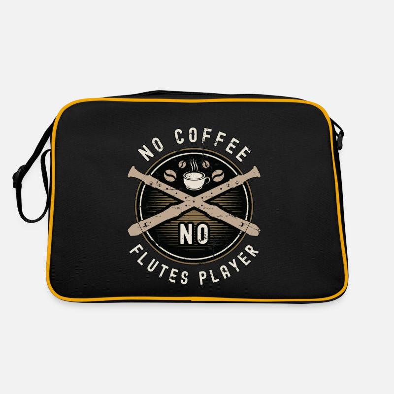 Joueur de flûtes Pas de café Pas de flûtiste amateur de café - Sac Retro - noir/or