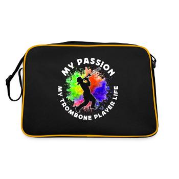Trombone Player My Passion My Trombone Trombonist - Retro Tasche - Schwarz/Gold - Hinten