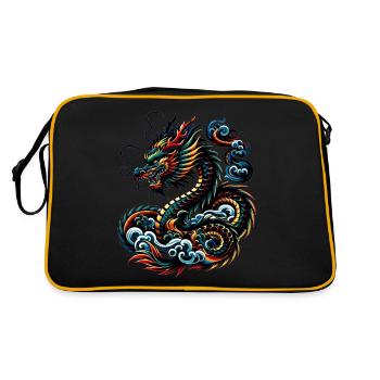 Colorful Dragon Zodiac Chinese Dragon Art - Retro Bag - black/gold - Back