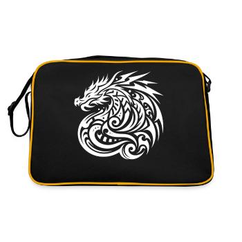 Drachen-Stammes-Tattoo Kunstvolles Symbol-Design - Retro Tasche - Schwarz/Gold - Hinten