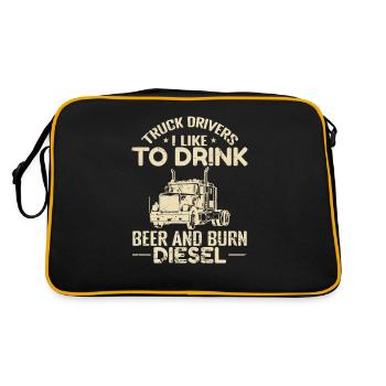 Truck Drivers I like to Drink Beer and burn Diesel - Retro Bag - black/gold - Back