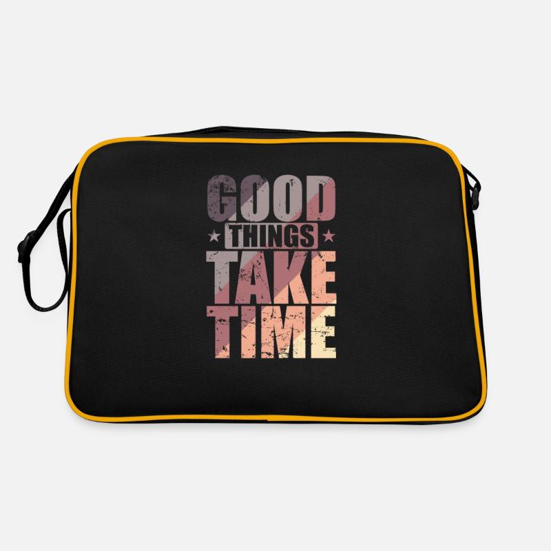 Good Things take Time Qualität vor Quantität Retro Tasche