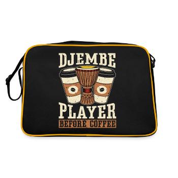 Joueur de djembé avant le café tambourinant amateur de café - Sac Retro - noir/or - Dos