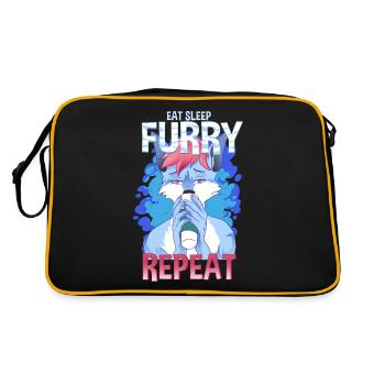 Eat Sleep Furry Repeat I Furries Fandom Cosplay - Retro Bag - black/gold - Back