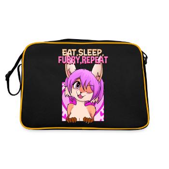 Eat Sleep Furry Repeat I Furries Fandom Cosplay - Retro Bag - black/gold - Back