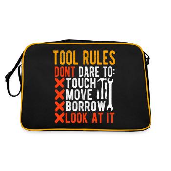 Tool Rules Carpenter Woodworking Craftsman - Retro Bag - black/gold - Back