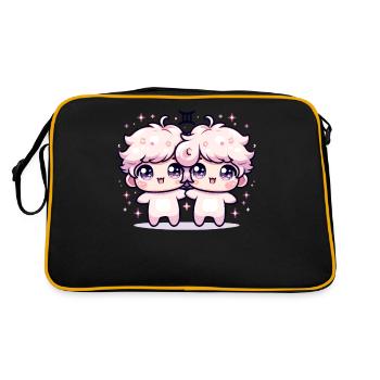 Conception du zodiaque Gémeaux mettant en vedette Adorable Kawaii - Sac Retro - noir/or - Dos