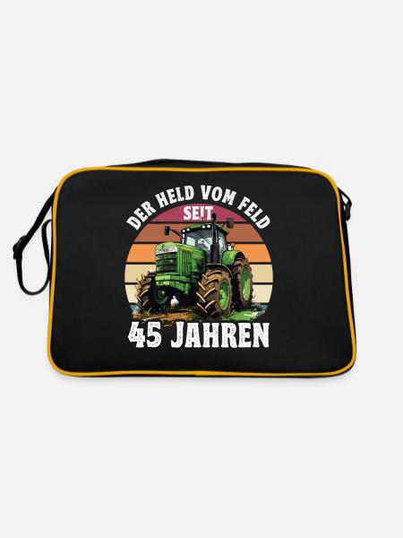 Der held Vom Feld Traktor 28 Geburtstag - Retro Tasche - Schwarz/Gold - Hinten