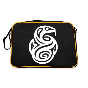 Schlange Indianer Tierkreis - Retro Tasche - Schwarz/Gold - Hinten
