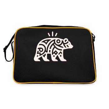 Bär Indianer-Tierkreis - Retro Tasche - Schwarz/Gold - Hinten
