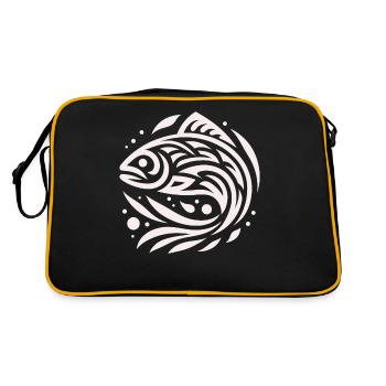 Lachs Indianer-Tierkreis - Retro Tasche - Schwarz/Gold - Hinten