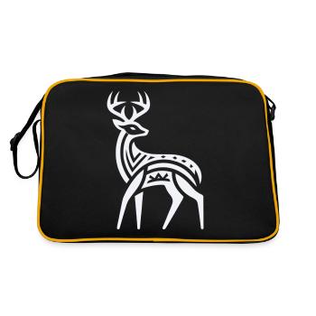 Hirsch Indianer-Indianer-Tierkreiszeichen - Retro Tasche - Schwarz/Gold - Hinten