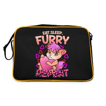 Eat Sleep Furry Repeat I Furries Fandom Cosplay - Retro Bag - black/gold - Back