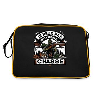 Ich kann nicht Jagdsaison Humor Jäger - Retro Tasche - Schwarz/Gold - Hinten