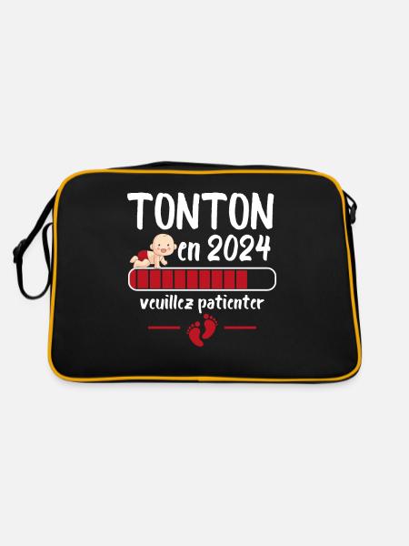 Cadeau Tonton Annonce Grossesse Futur Oncle 2024 - Sac Retro - noir/or - Dos