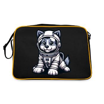 Cute Dog Astronaut - Retro Tasche - Schwarz/Gold - Hinten