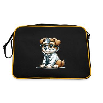 Cute Dog Doctor - Retro Tasche - Schwarz/Gold - Hinten