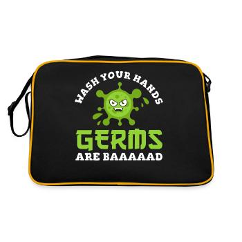Hände waschen Keime sind gaaaanz schlimm - Retro Tasche - Schwarz/Gold - Hinten