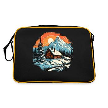 Winter Hut Mountains Snow Skiers Ski - Retro Bag - black/gold - Back