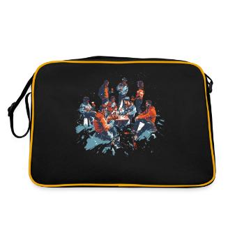 Winter hut party beer skiers skis - Retro Bag - black/gold - Back