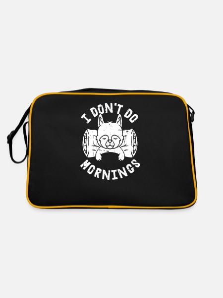 Schäferhund Witzig I Dont Do Mornings - Retro Tasche - Schwarz/Gold - Hinten