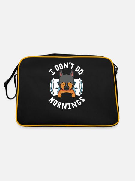 Schäferhund Lustig I Dont Do Mornings - Retro Tasche - Schwarz/Gold - Hinten