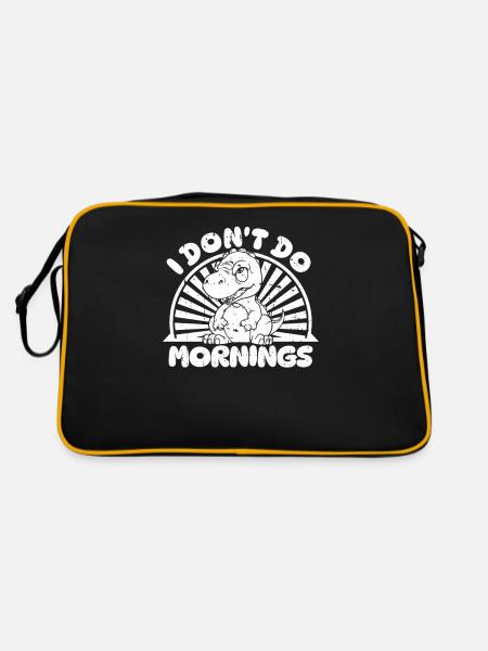 Dinosaur Funny I Don't Do Mornings - Retro Bag - black/gold - Back