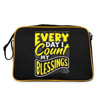 Chaque jour, je compte mes bénédictions comme un message positif - Sac Retro - noir/or - Dos