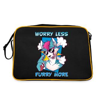 Worry less Furry more I Fursona Cosplay Fandom - Retro Bag - black/gold - Back