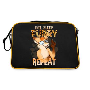 Eat Sleep Furry Repeat I Furries Fandom Cosplay - Retro Bag - black/gold - Back