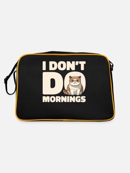 Cat Drôle Je Ne Fais Pas De Matins - Sac Retro - noir/or - Dos