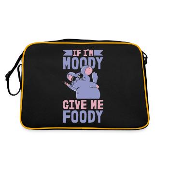 Chinchilla Witzig If Im Moody Give Me Foody - Retro Tasche - Schwarz/Gold - Hinten