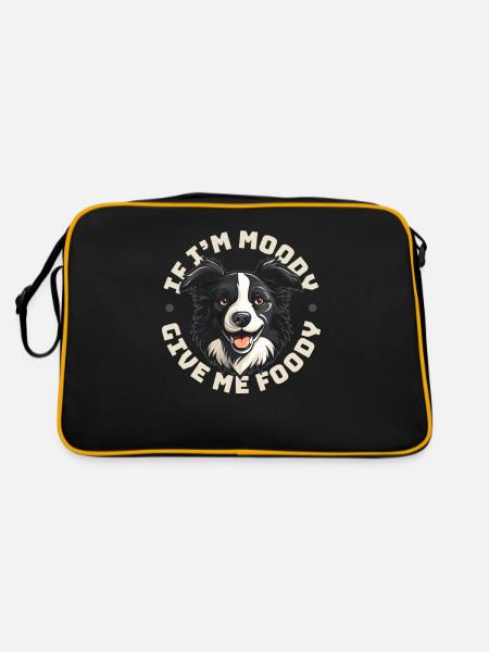 Border Collie Drôle Si Je Suis De Mauvaise Humeur Donnez-Moi Gourmand - Sac Retro - noir/or - Dos
