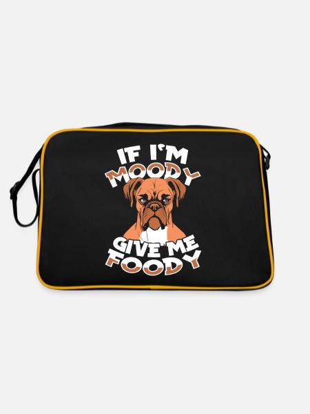 Boxer Hund Deutscher Boxer - Retro Tasche - Schwarz/Gold - Hinten