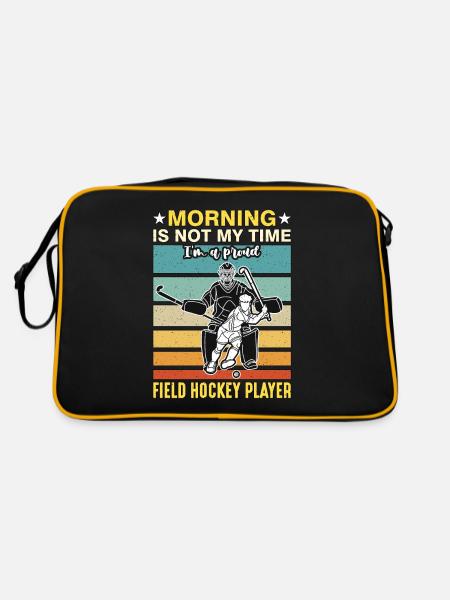 Field Hockey Player Morning Is Not My Goalkeeper - Retro Tasche - Schwarz/Gold - Hinten