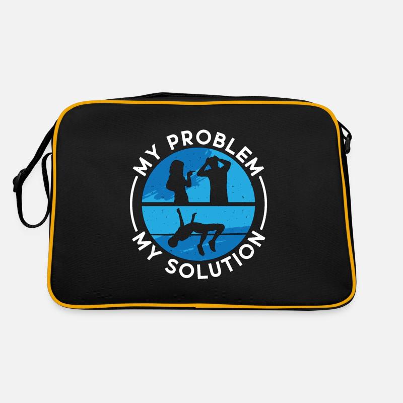 High Jumper My Problem My Solution Pictogram Dad - Retro Tasche - Schwarz/Gold